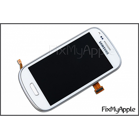 Samsung Galaxy S3 Mini i8190 LCD Touch Screen Digitizer Assembly with Frame - White OEM